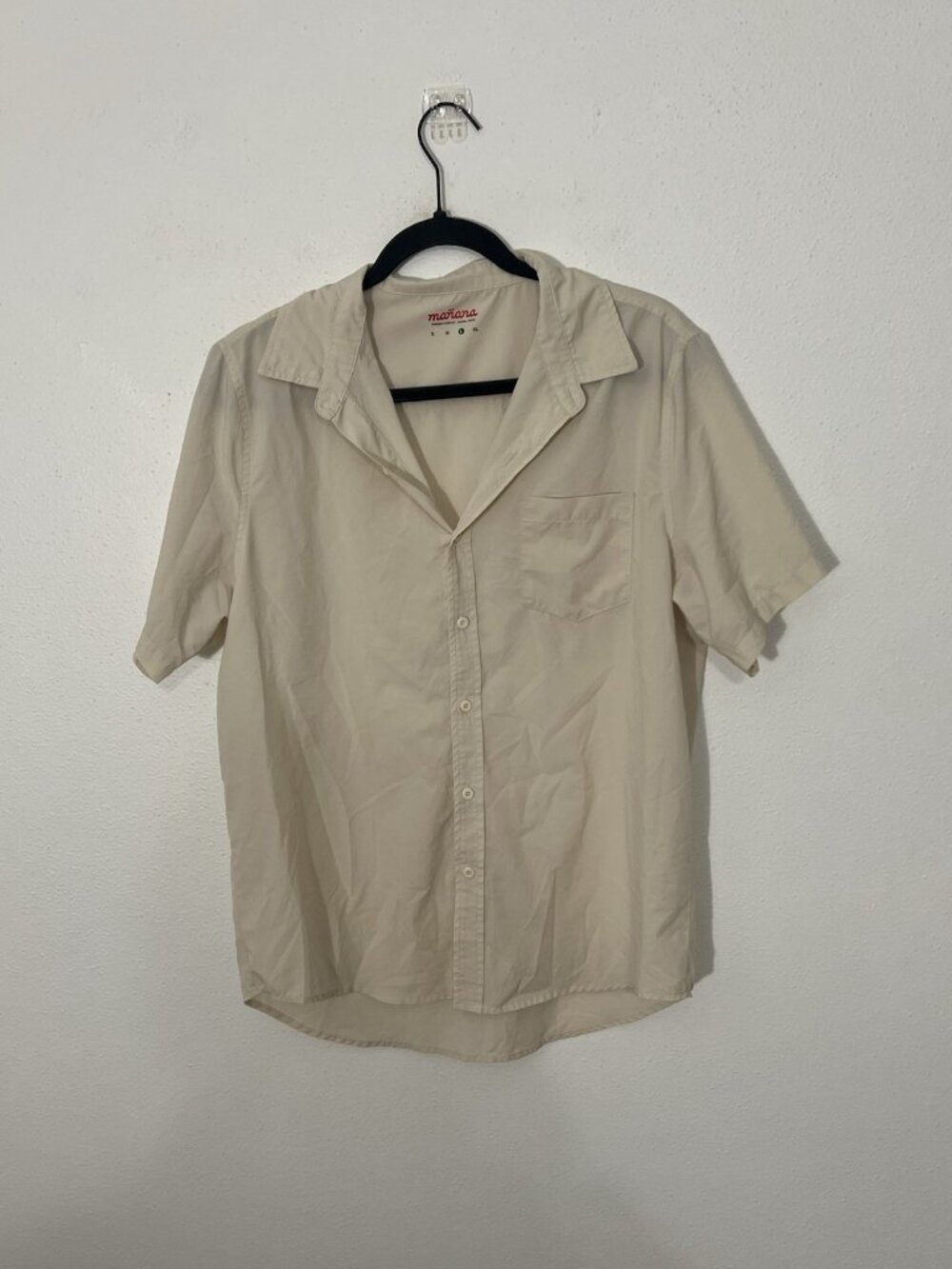 Mañana Cream Button Down Shirt Mens Large